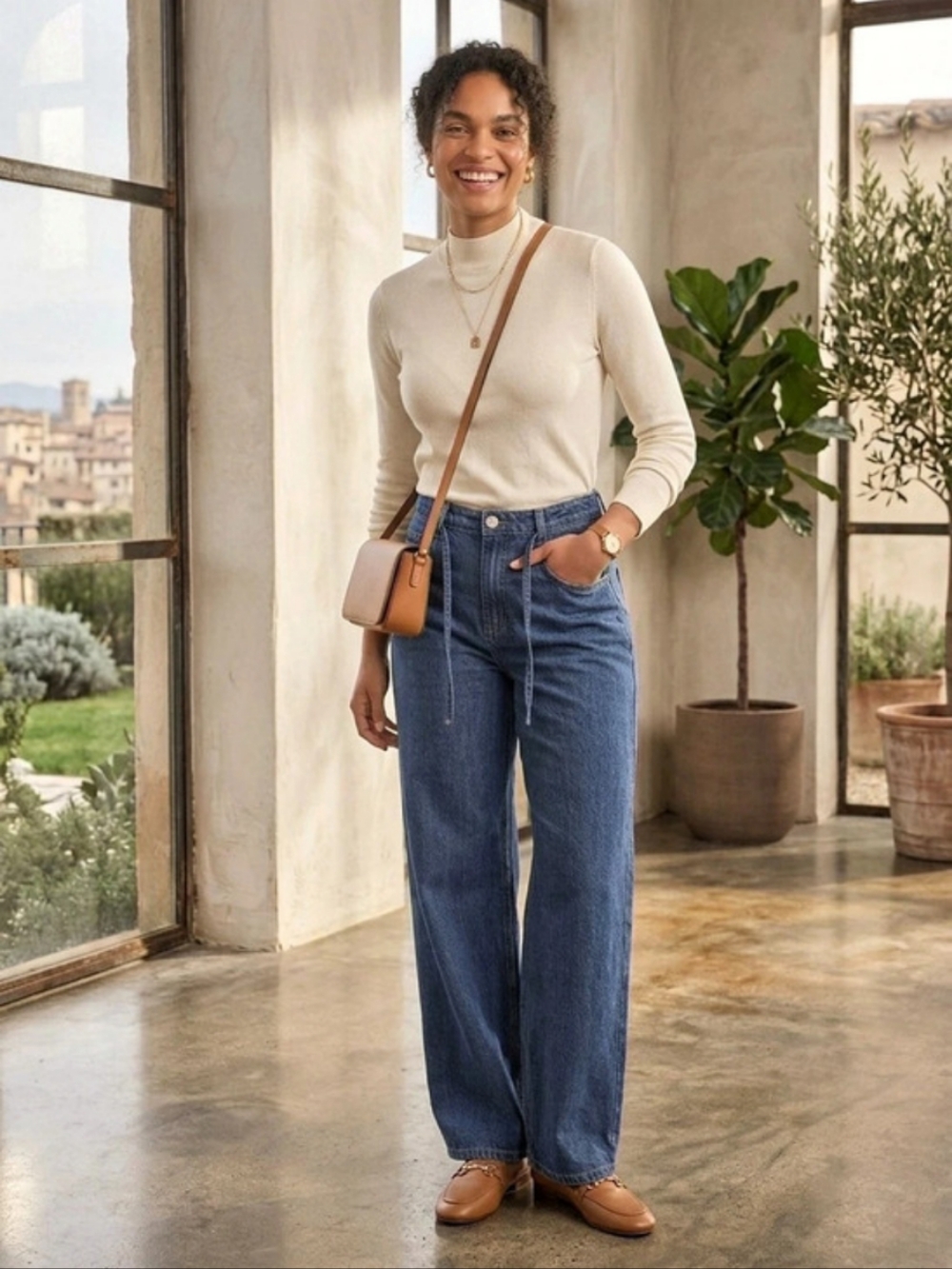 Buffalo David Bitton Bree Wide Leg Belted Jeans Drawstring Denim Blue Waist 14